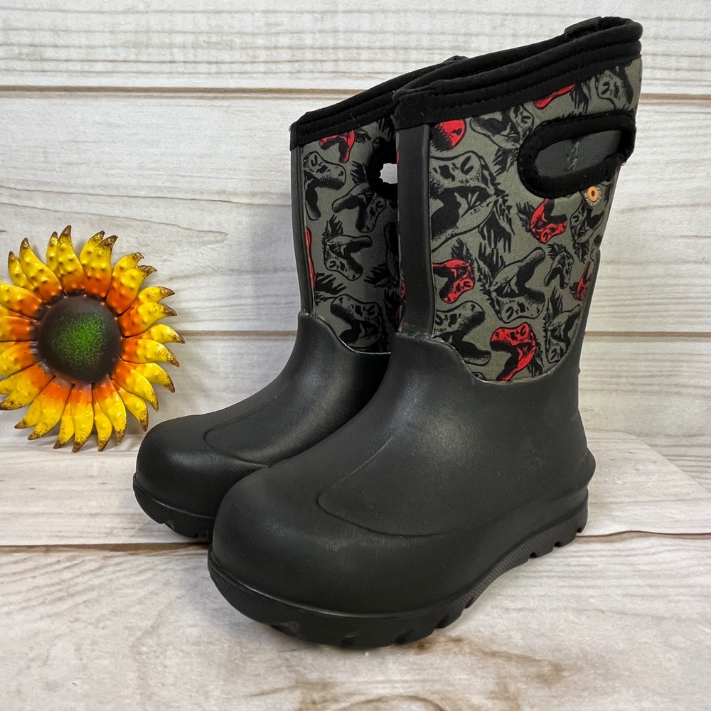 Bogs Kids Classic Dino Waterproof Insulated Rain Snow Boots‎ Black 11C